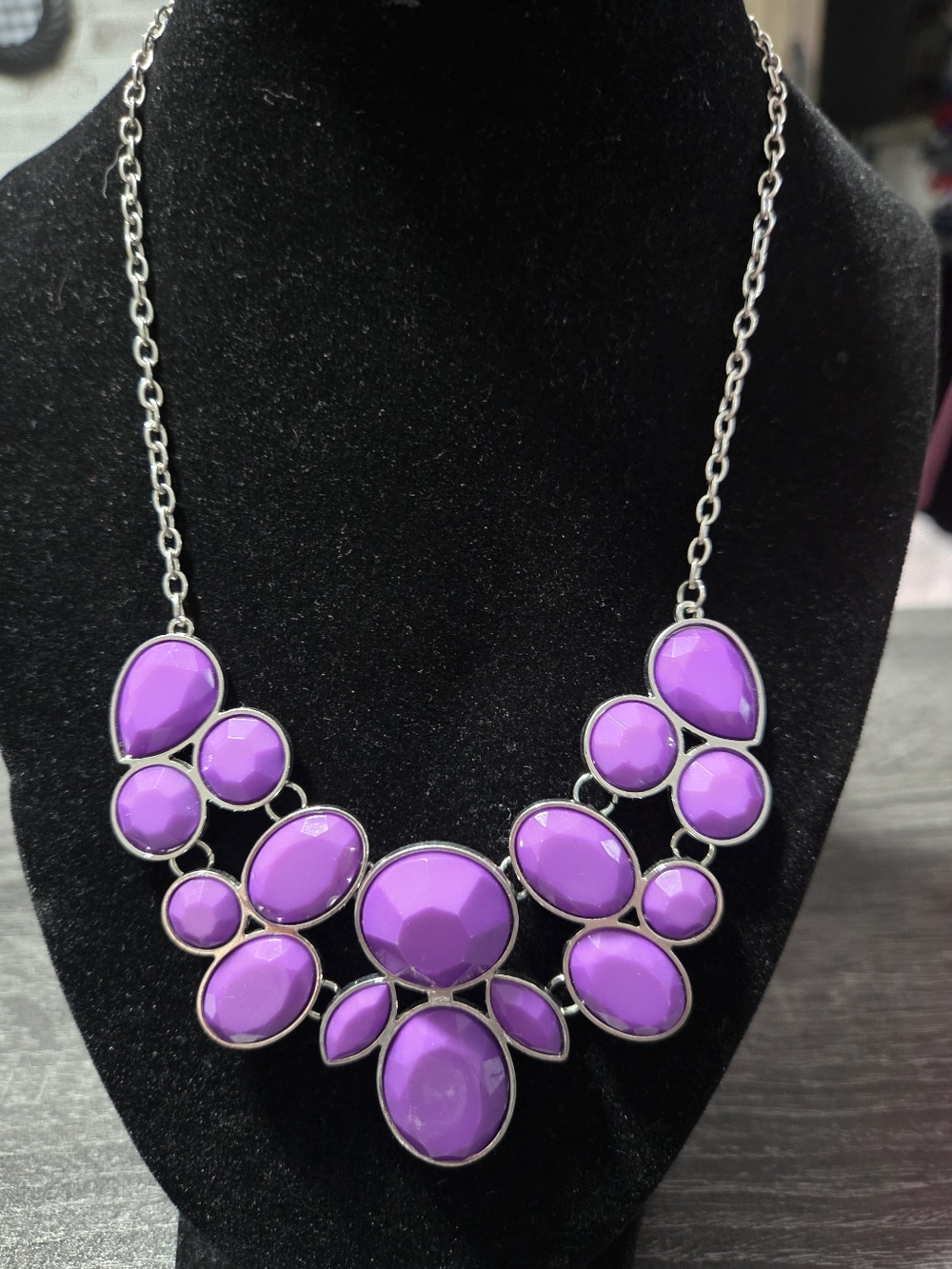 240# Paparazzi purple necklace, earrings.